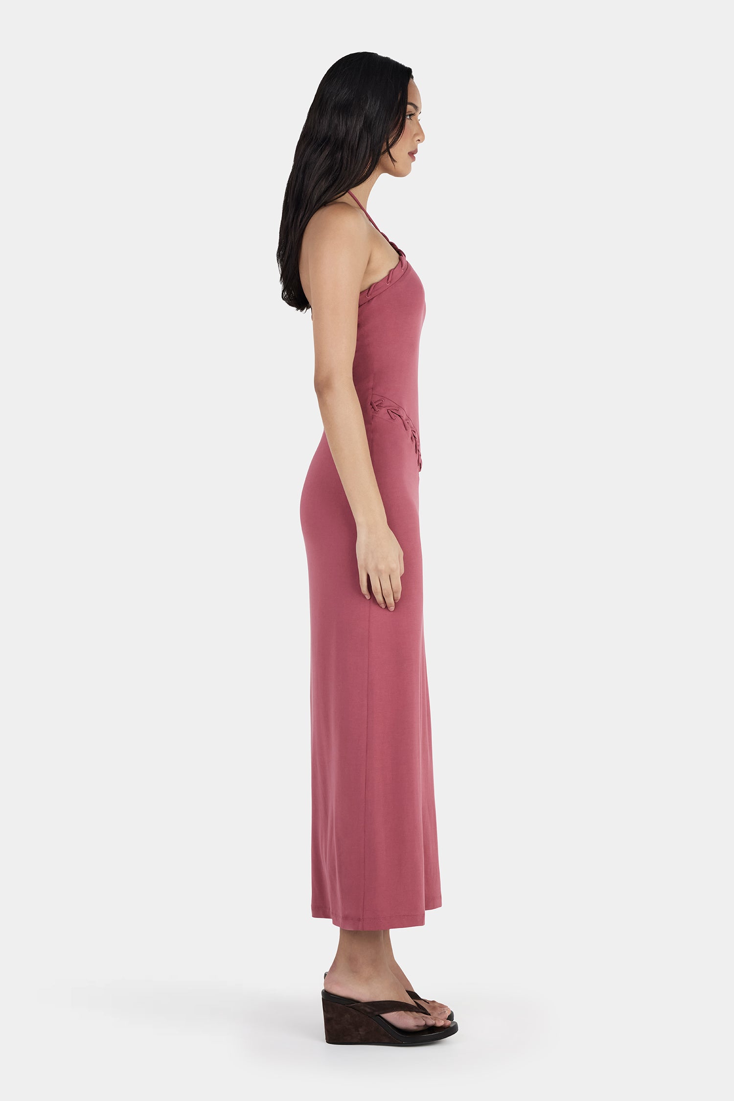 aaliyah midi dress Aaliyah Midi Dress Deep Rose | Women Halter Dress