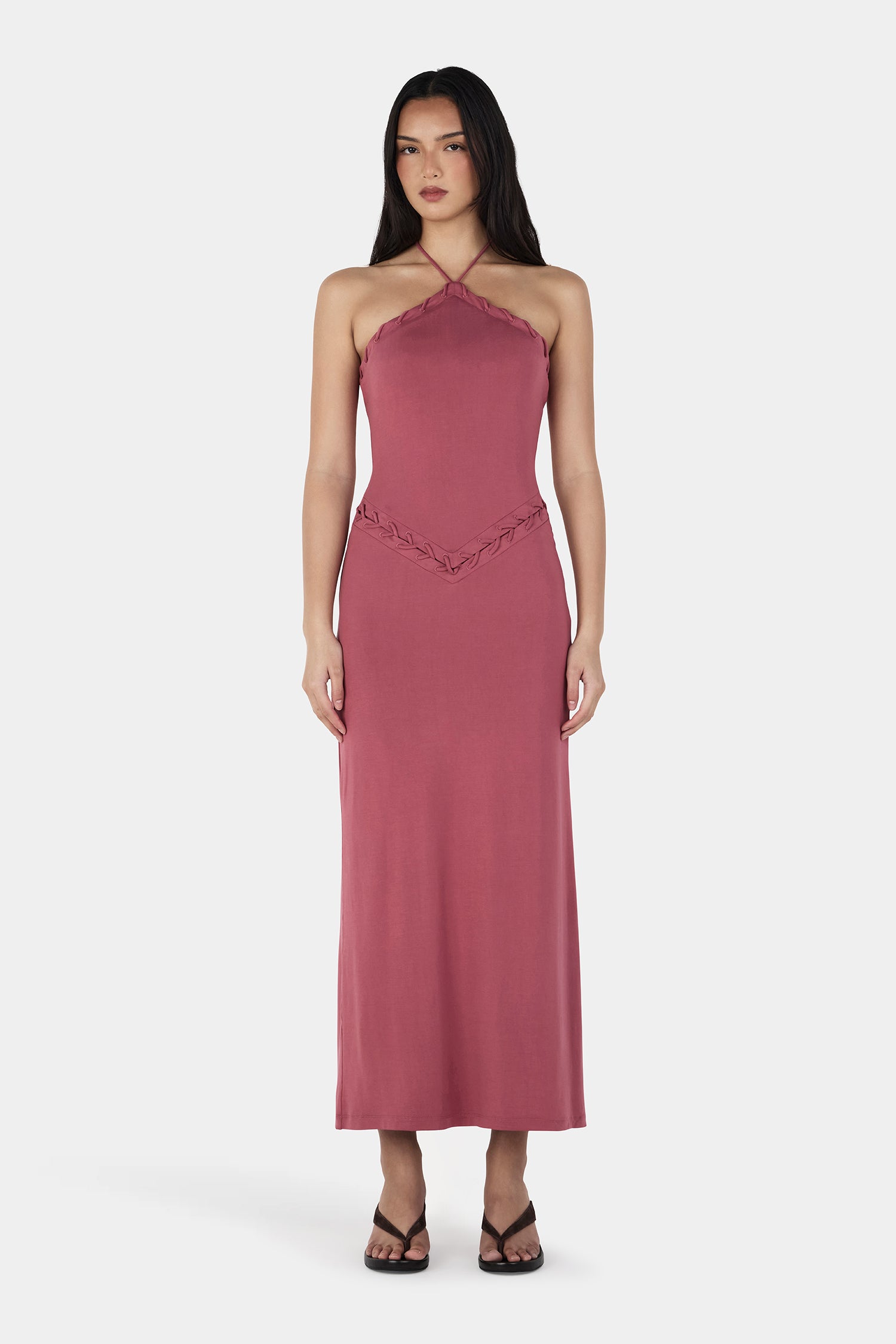 Aaliyah Midi Dress Deep Rose – OWNLEY ONLINE