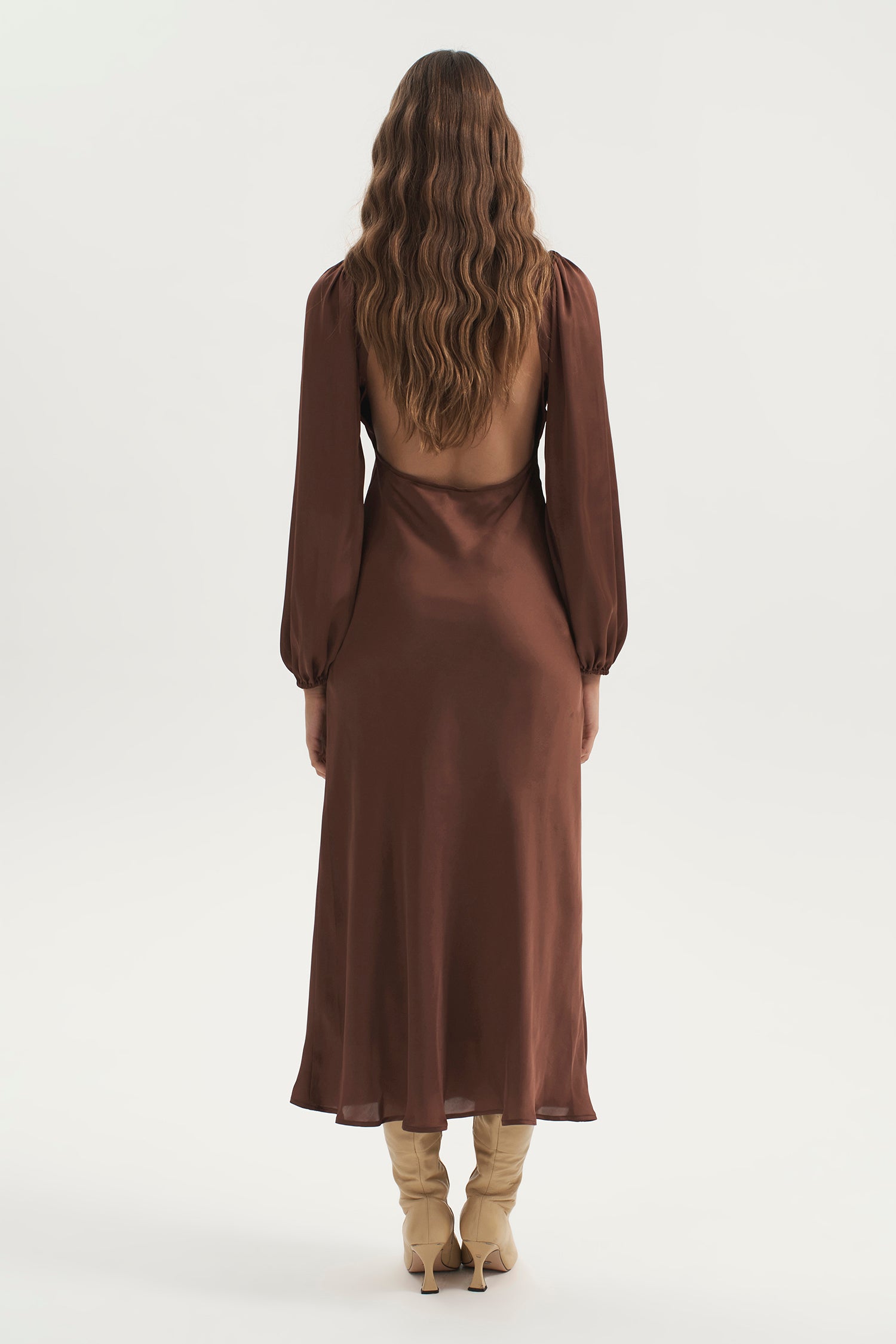 Bethenny Bias Backless Dress Chocolate OWNLEY ONLINE Bethenny Bias Backless Dress Chocolate OWNLEY ONLINE