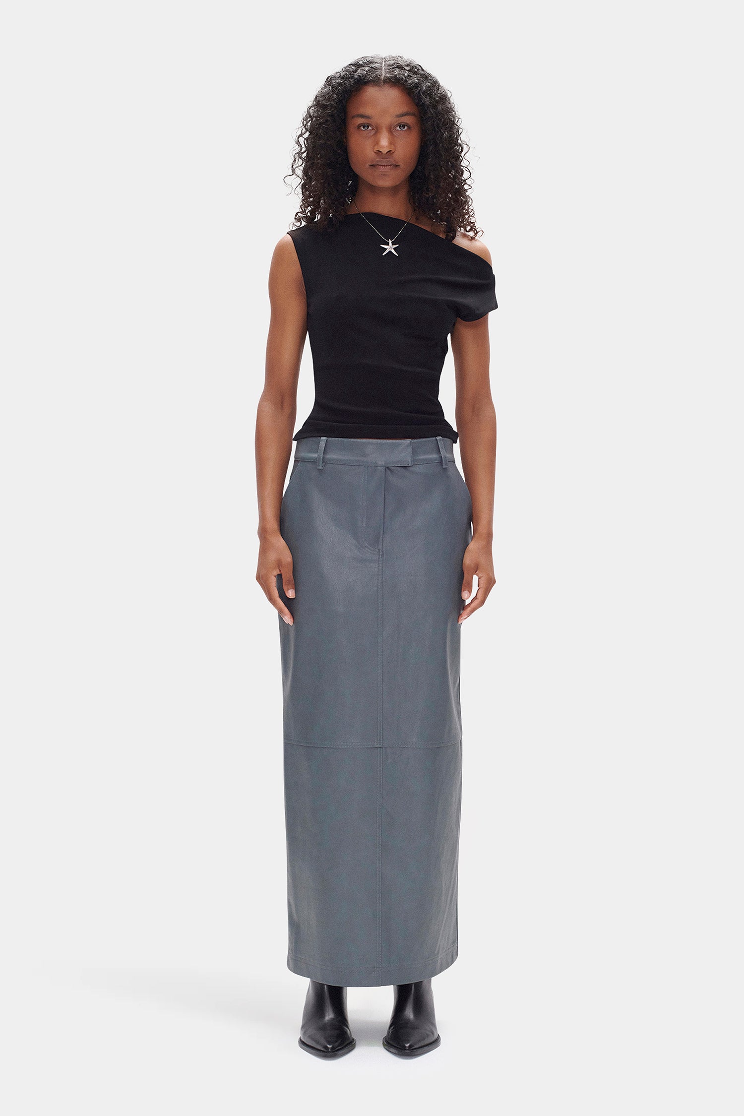 Maxi Skirt A Grey Pencil Skirt Rex Pu Maxi Skirt Charcoal – OWNLEY