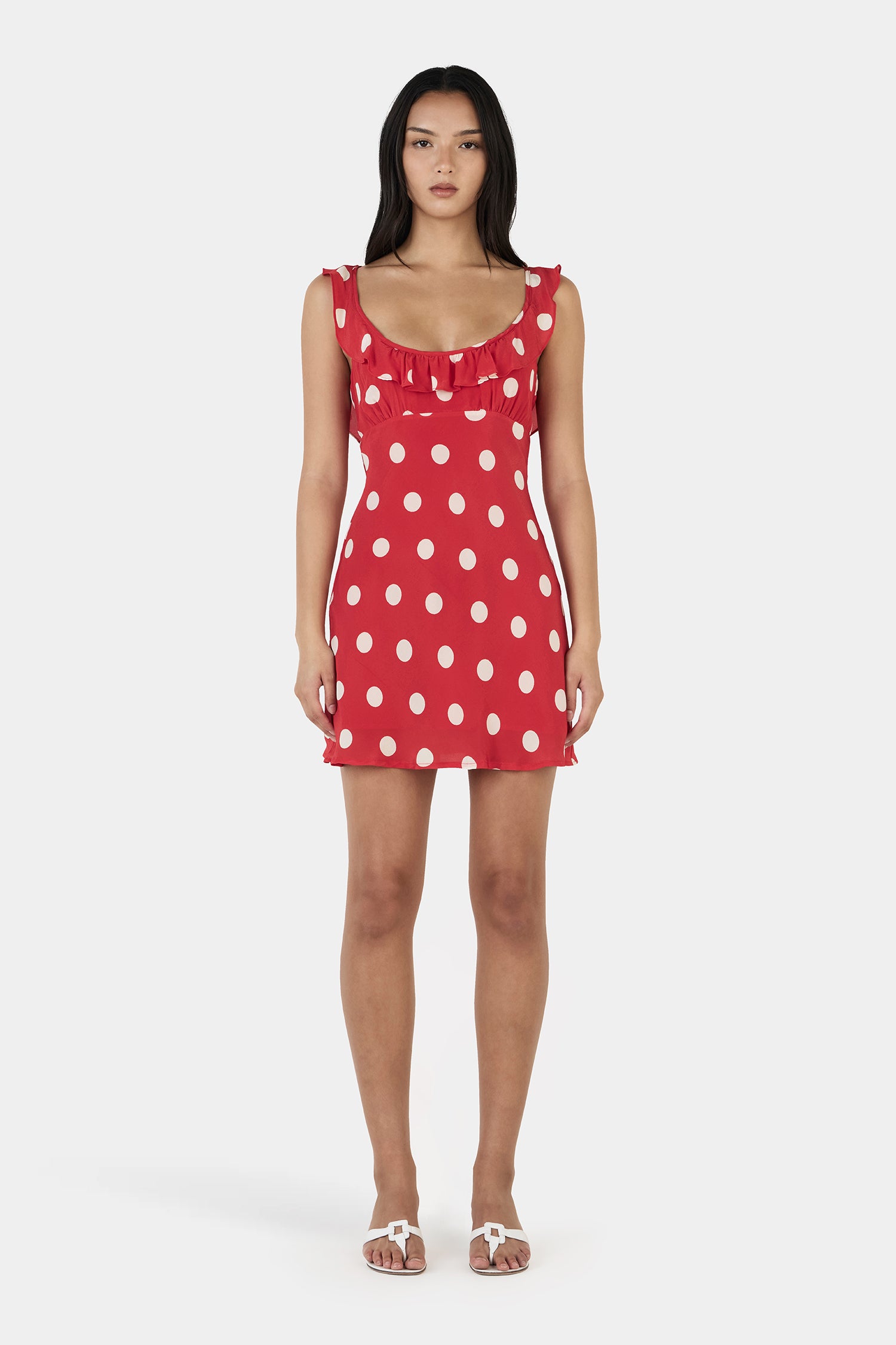 strapless open back dress Satin Polka Dot Scarf Mini Dress Red – Clothe Boutique main image 0