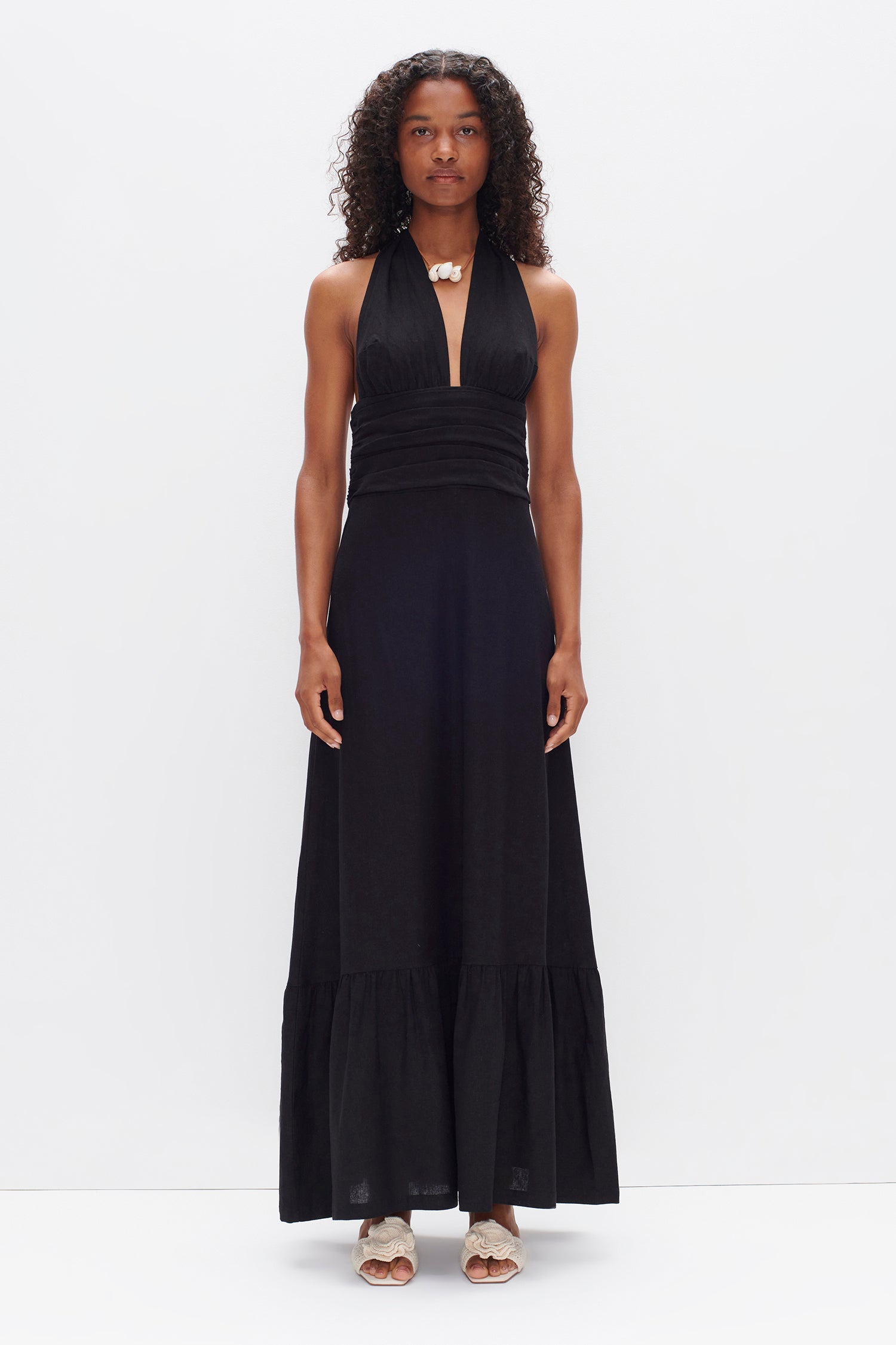 Carmen Maxi Dress Black OWNLEY ONLINE