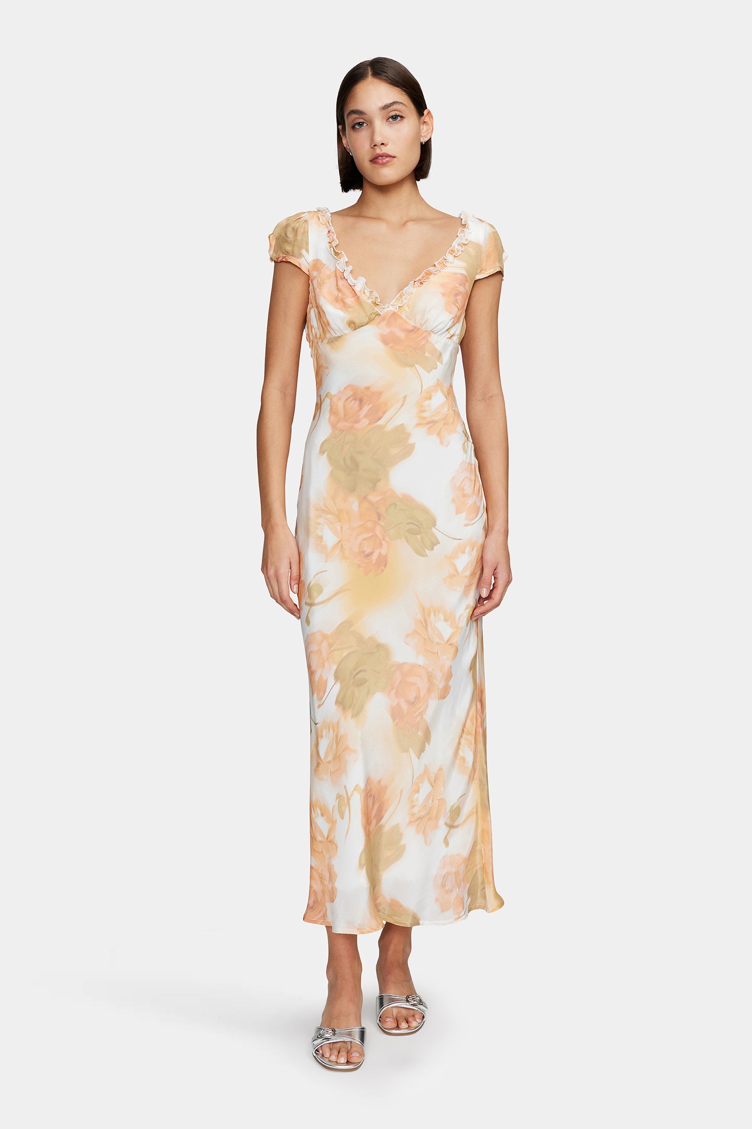 Lottie Midi Dress Peachy Garden – OWNLEY ONLINE