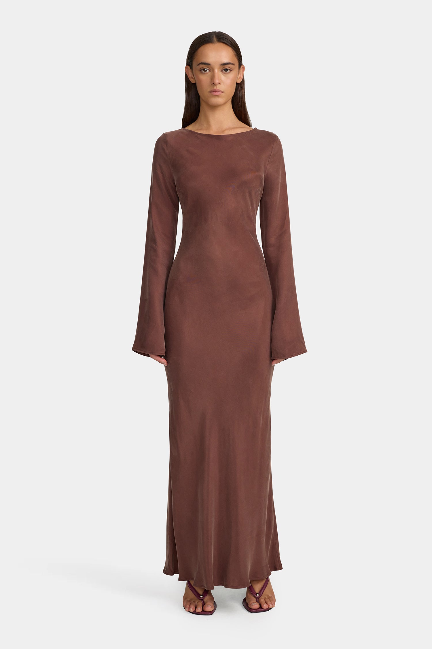 chinese dress ladies Marcella Maxi Dress Mocha – OWNLEY ONLINE