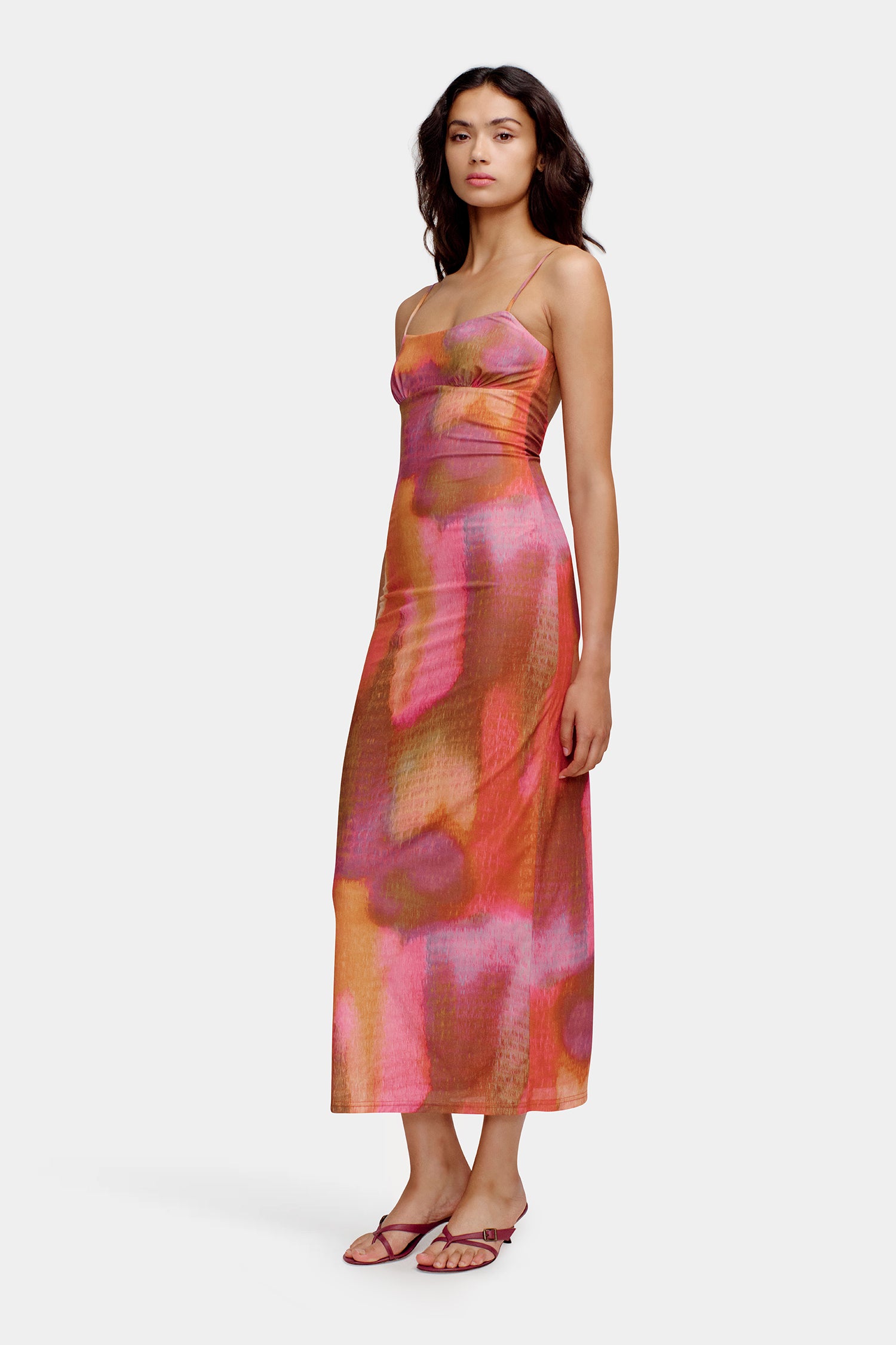 Miro Midi Dress Rainbow Blur OWNLEY ONLINE