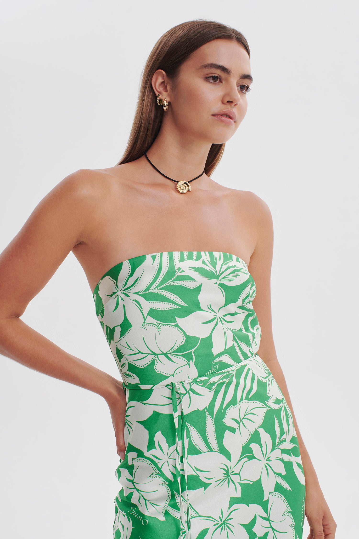 Sofia Midi Dress Green Palm OWNLEY ONLINE