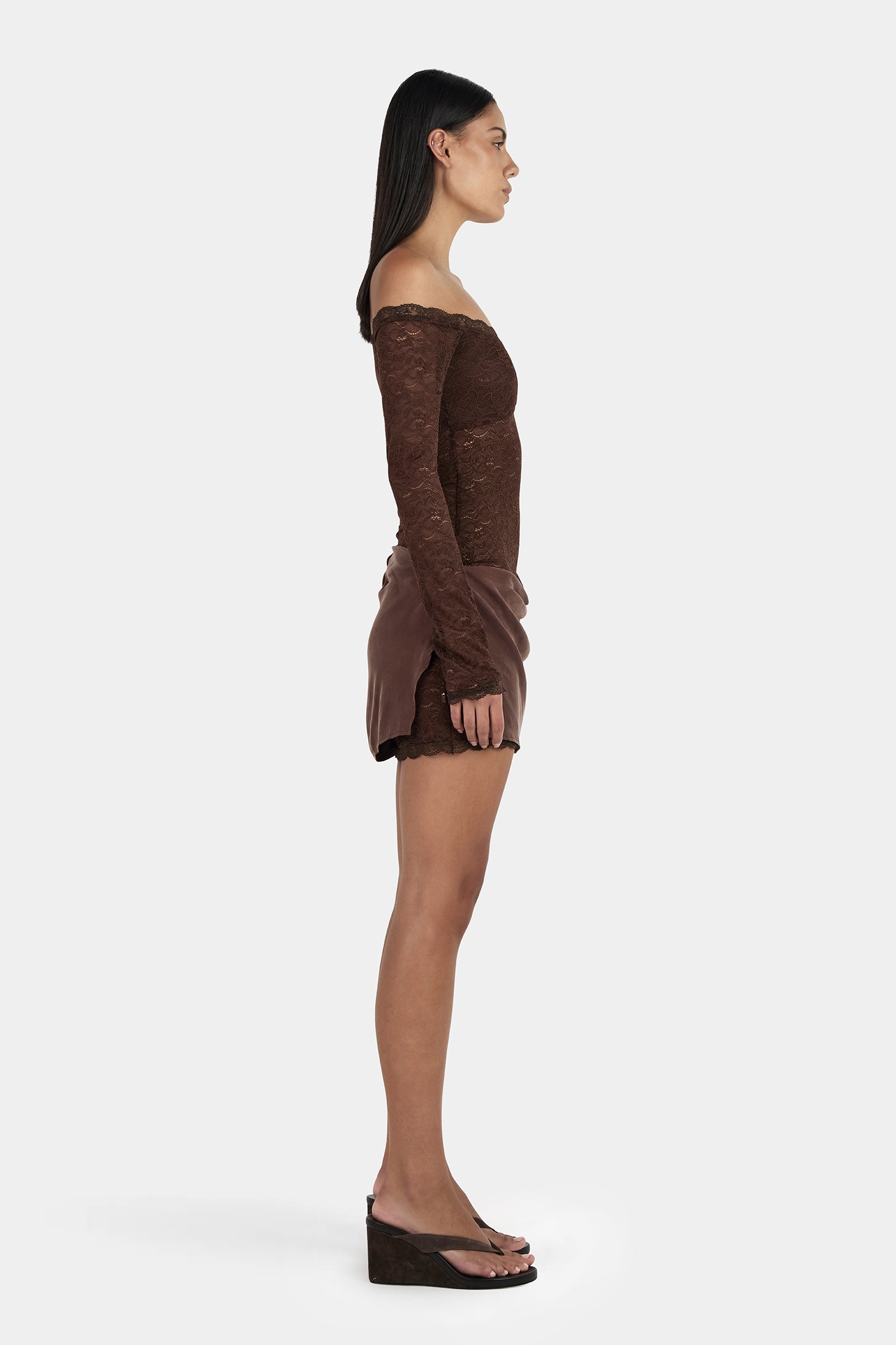 sachin and babi light blue dress Zarina Cut-Out Structured A-Line Mini Dress in Chocolate Brown main image 1